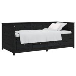 vidaXL Pat de zi, negru, 90x190 cm, lemn masiv de pin vidaXL Pat de zi, negru, 90x190 cm, lemn masiv de pin