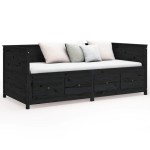 vidaXL Pat de zi, negru, 90x190 cm, lemn masiv de pin vidaXL Pat de zi, negru, 90x190 cm, lemn masiv de pin