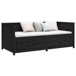 vidaXL Pat de zi, negru, 90x190 cm, lemn masiv de pin vidaXL Pat de zi, negru, 90x190 cm, lemn masiv de pin