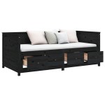 vidaXL Pat de zi, negru, 90x190 cm, lemn masiv de pin vidaXL Pat de zi, negru, 90x190 cm, lemn masiv de pin