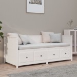 vidaXL Pat de zi fără saltea alb 75x190 cm lemn masiv de pin