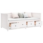 vidaXL Pat de zi fără saltea alb 75x190 cm lemn masiv de pin