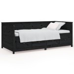 vidaXL Pat de zi, negru, 75x190 cm, lemn masiv de pin