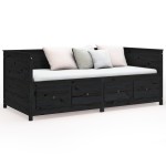 vidaXL Pat de zi, negru, 75x190 cm, lemn masiv de pin