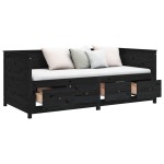 vidaXL Pat de zi, negru, 75x190 cm, lemn masiv de pin