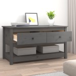 vidaXL Măsuță de cafea, gri, 102x49x55 cm, lemn masiv de pin