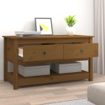 vidaXL Măsuță de cafea, maro miere, 102x49x55 cm, lemn masiv de pin vidaXL Măsuță de cafea, maro miere, 102x49x55 cm, lemn masiv de pin
