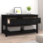 vidaXL Măsuță de cafea, negru, 102x49x55 cm, lemn masiv de pin