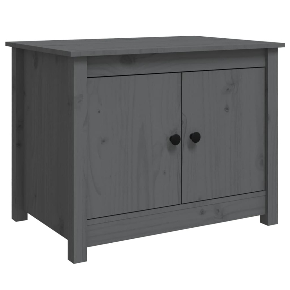 vidaXL Măsuță de cafea, gri, 71x49x55 cm, lemn masiv de pin