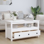 vidaXL Măsuță de cafea, alb, 102x49x55 cm, lemn masiv de pin