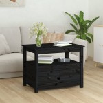 vidaXL Măsuță de cafea, negru, 71x49x55 cm, lemn masiv de pin vidaXL Măsuță de cafea, negru, 71x49x55 cm, lemn masiv de pin