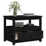 vidaXL Măsuță de cafea, negru, 71x49x55 cm, lemn masiv de pin vidaXL Măsuță de cafea, negru, 71x49x55 cm, lemn masiv de pin