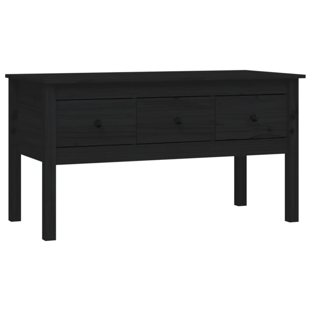 vidaXL Măsuță de cafea, negru, 102x49x55 cm, lemn masiv de pin