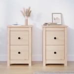 vidaXL Noptiere, 2 buc., 40x35x61,5 cm, lemn masiv de pin vidaXL Noptiere, 2 buc., 40x35x61,5 cm, lemn masiv de pin