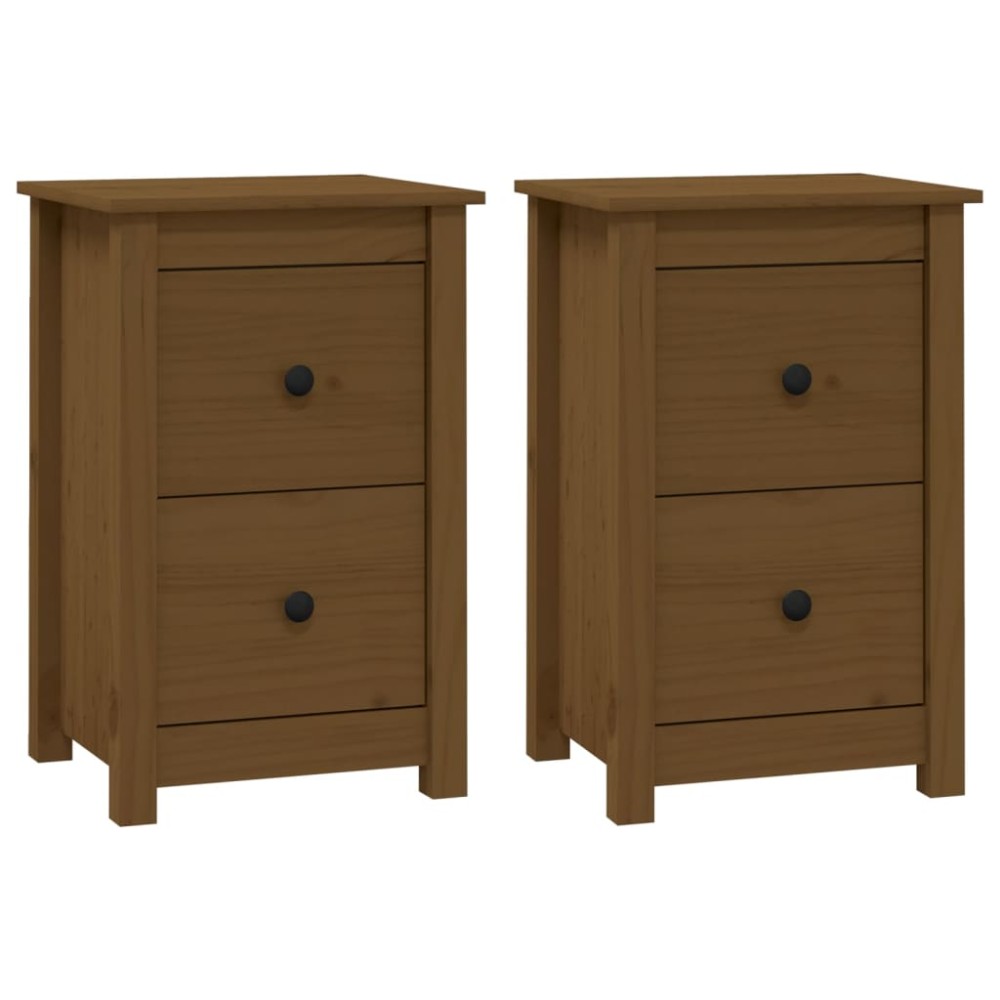 vidaXL Noptiere, 2 buc, maro miere, 40x35x61,5 cm, lemn masiv de pin