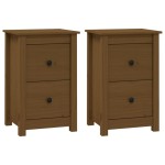 vidaXL Noptiere, 2 buc, maro miere, 40x35x61,5 cm, lemn masiv de pin