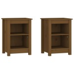 vidaXL Noptiere, 2 buc, maro miere, 40x35x55 cm, lemn masiv de pin