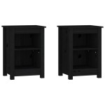 vidaXL Noptiere, 2 buc., negru, 40x35x55 cm, lemn masiv de pin vidaXL Noptiere, 2 buc., negru, 40x35x55 cm, lemn masiv de pin