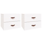 vidaXL Noptiere de perete, 2 buc., alb, 50x36x40 cm vidaXL Noptiere de perete, 2 buc., alb, 50x36x40 cm