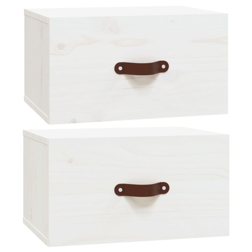 vidaXL Noptiere de perete, 2 buc., alb, 40x29,5x22 cm