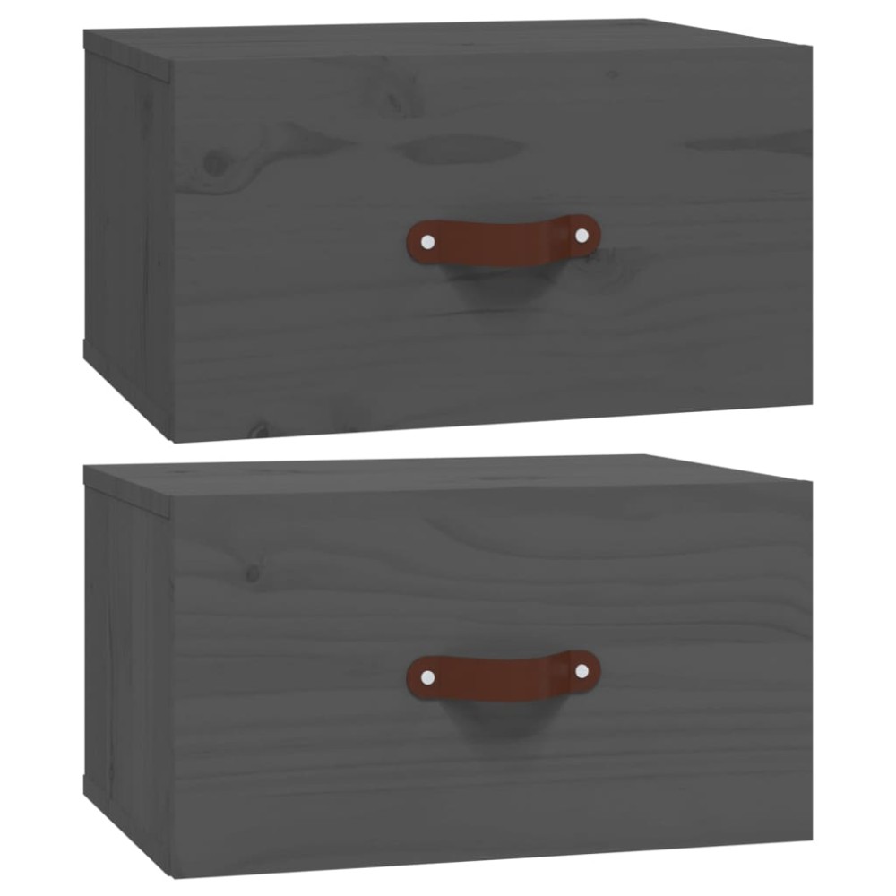 vidaXL Noptiere de perete, 2 buc., gri, 40x29,5x22 cm