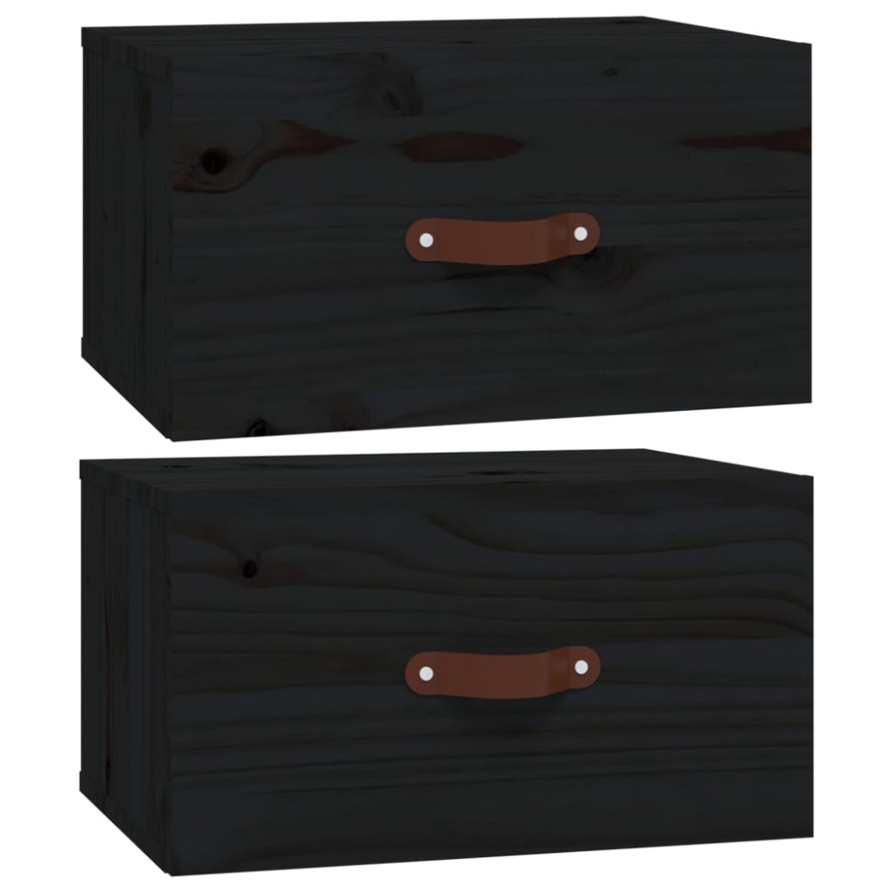 vidaXL Noptiere de perete, 2 buc., negru, 40x29,5x22 cm