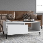 vidaXL Măsuță de cafea, alb, 90x50x36,5 cm, lemn prelucrat vidaXL Măsuță de cafea, alb, 90x50x36,5 cm, lemn prelucrat