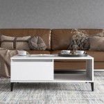 vidaXL Măsuță de cafea, alb, 90x50x36,5 cm, lemn prelucrat vidaXL Măsuță de cafea, alb, 90x50x36,5 cm, lemn prelucrat