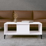 vidaXL Măsuță de cafea, alb, 90x50x36,5 cm, lemn prelucrat vidaXL Măsuță de cafea, alb, 90x50x36,5 cm, lemn prelucrat