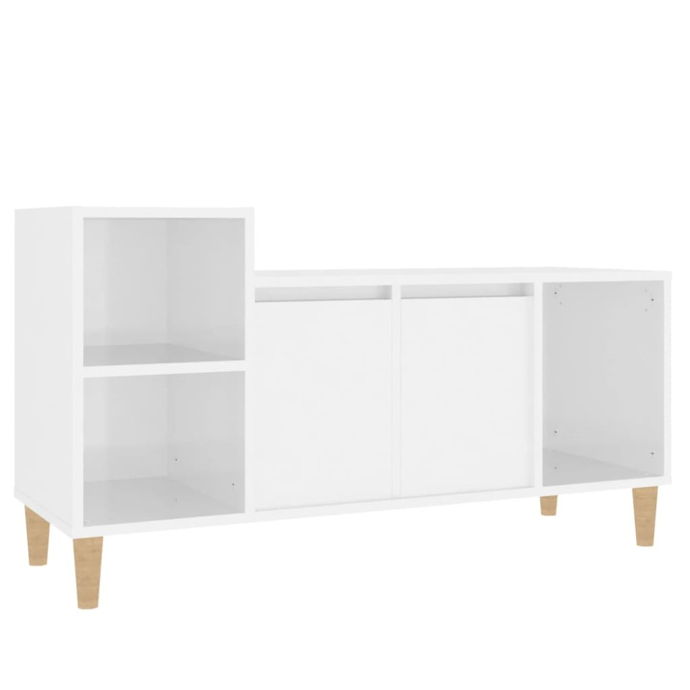 vidaXL Comodă TV, alb extralucios, 100x35x55 cm, lemn prelucrat