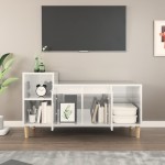 vidaXL Comodă TV, alb extralucios, 100x35x55 cm, lemn prelucrat