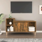 vidaXL Comodă TV, stejar fumuriu, 100x35x55 cm, lemn prelucrat vidaXL Comodă TV, stejar fumuriu, 100x35x55 cm, lemn prelucrat