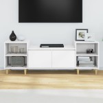 vidaXL Comodă TV, alb, 160x35x55 cm, lemn prelucrat vidaXL Comodă TV, alb, 160x35x55 cm, lemn prelucrat