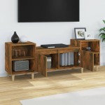 vidaXL Comodă TV, stejar fumuriu, 160x35x55 cm, lemn prelucrat
