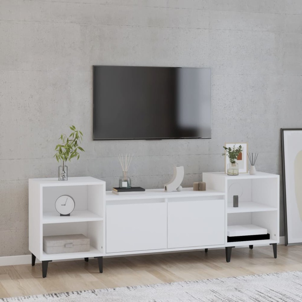 vidaXL Comodă TV, alb, 160x35x55 cm, lemn prelucrat