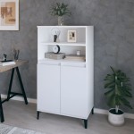 vidaXL Bufet înalt, alb, 60x36x110 cm, lemn prelucrat vidaXL Bufet înalt, alb, 60x36x110 cm, lemn prelucrat