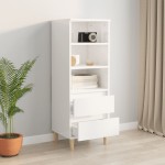 vidaXL Dulap înalt, alb extralucios, 40x36x110 cm, lemn compozit vidaXL Dulap înalt, alb extralucios, 40x36x110 cm, lemn compozit