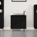 vidaXL Dulap de chiuvetă, negru, 58x33x60 cm, lemn prelucrat vidaXL Dulap de chiuvetă, negru, 58x33x60 cm, lemn prelucrat