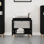 vidaXL Dulap de chiuvetă, negru, 58x33x60 cm, lemn prelucrat vidaXL Dulap de chiuvetă, negru, 58x33x60 cm, lemn prelucrat