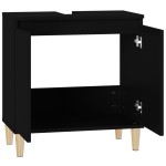 vidaXL Dulap de chiuvetă, negru, 58x33x60 cm, lemn prelucrat vidaXL Dulap de chiuvetă, negru, 58x33x60 cm, lemn prelucrat