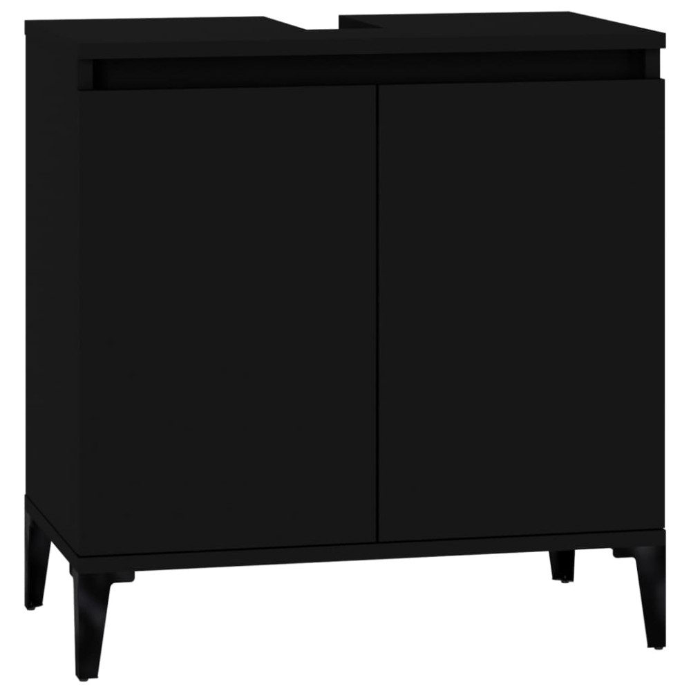 vidaXL Dulap de chiuvetă, negru, 58x33x60 cm, lemn prelucrat