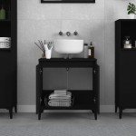 vidaXL Dulap de chiuvetă, negru, 58x33x60 cm, lemn prelucrat vidaXL Dulap de chiuvetă, negru, 58x33x60 cm, lemn prelucrat
