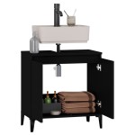vidaXL Dulap de chiuvetă, negru, 58x33x60 cm, lemn prelucrat vidaXL Dulap de chiuvetă, negru, 58x33x60 cm, lemn prelucrat