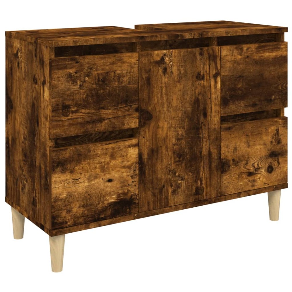vidaXL Dulap de chiuvetă, stejar afumat, 80x33x60 cm, lemn prelucrat