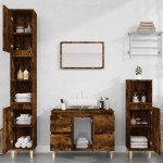 vidaXL Dulap de chiuvetă, stejar afumat, 80x33x60 cm, lemn prelucrat vidaXL Dulap de chiuvetă, stejar afumat, 80x33x60 cm, lemn prelucrat