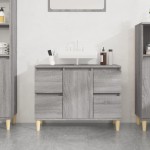 vidaXL Dulap de chiuvetă, gri sonoma, 80x33x60 cm, lemn prelucrat vidaXL Dulap de chiuvetă, gri sonoma, 80x33x60 cm, lemn prelucrat