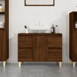 vidaXL Dulap de chiuvetă, stejar maro, 80x33x60 cm, lemn prelucrat vidaXL Dulap de chiuvetă, stejar maro, 80x33x60 cm, lemn prelucrat