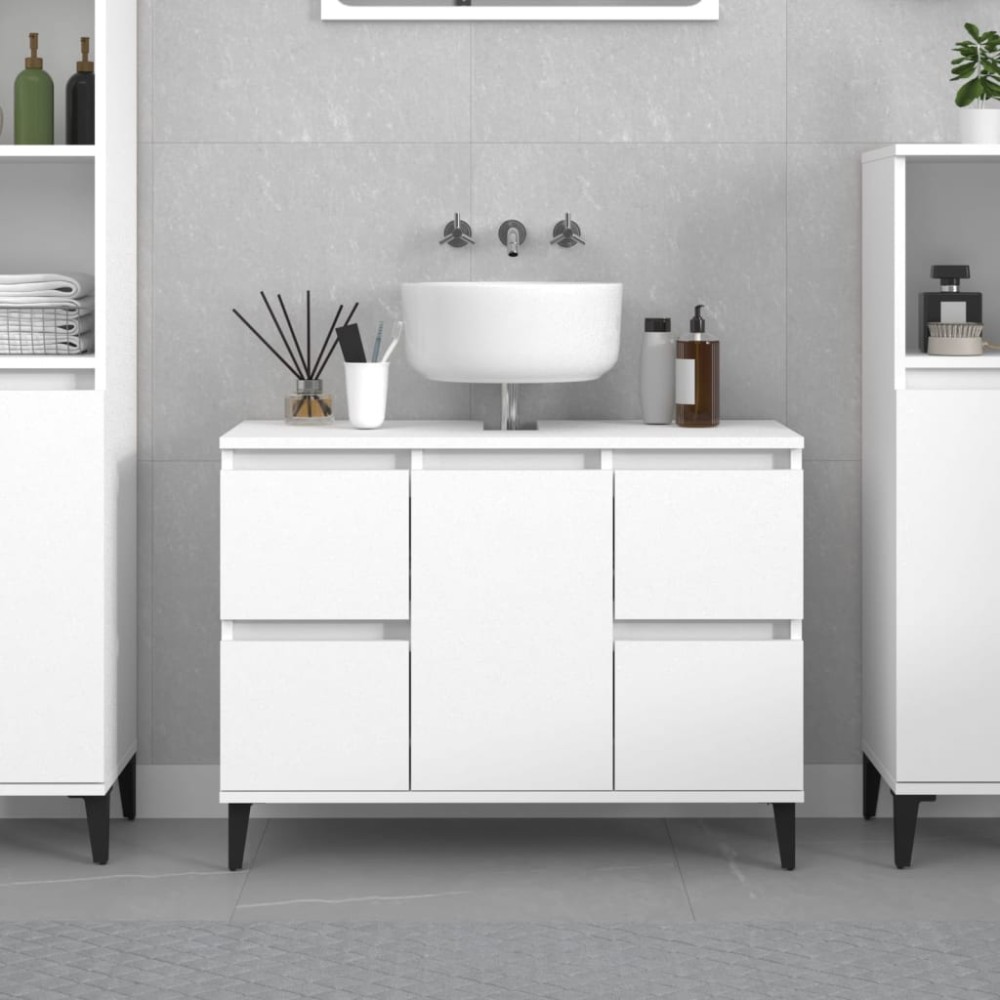 vidaXL Dulap de chiuvetă, alb, 80x33x60 cm, lemn prelucrat