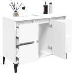 vidaXL Dulap de chiuvetă, alb, 80x33x60 cm, lemn prelucrat vidaXL Dulap de chiuvetă, alb, 80x33x60 cm, lemn prelucrat
