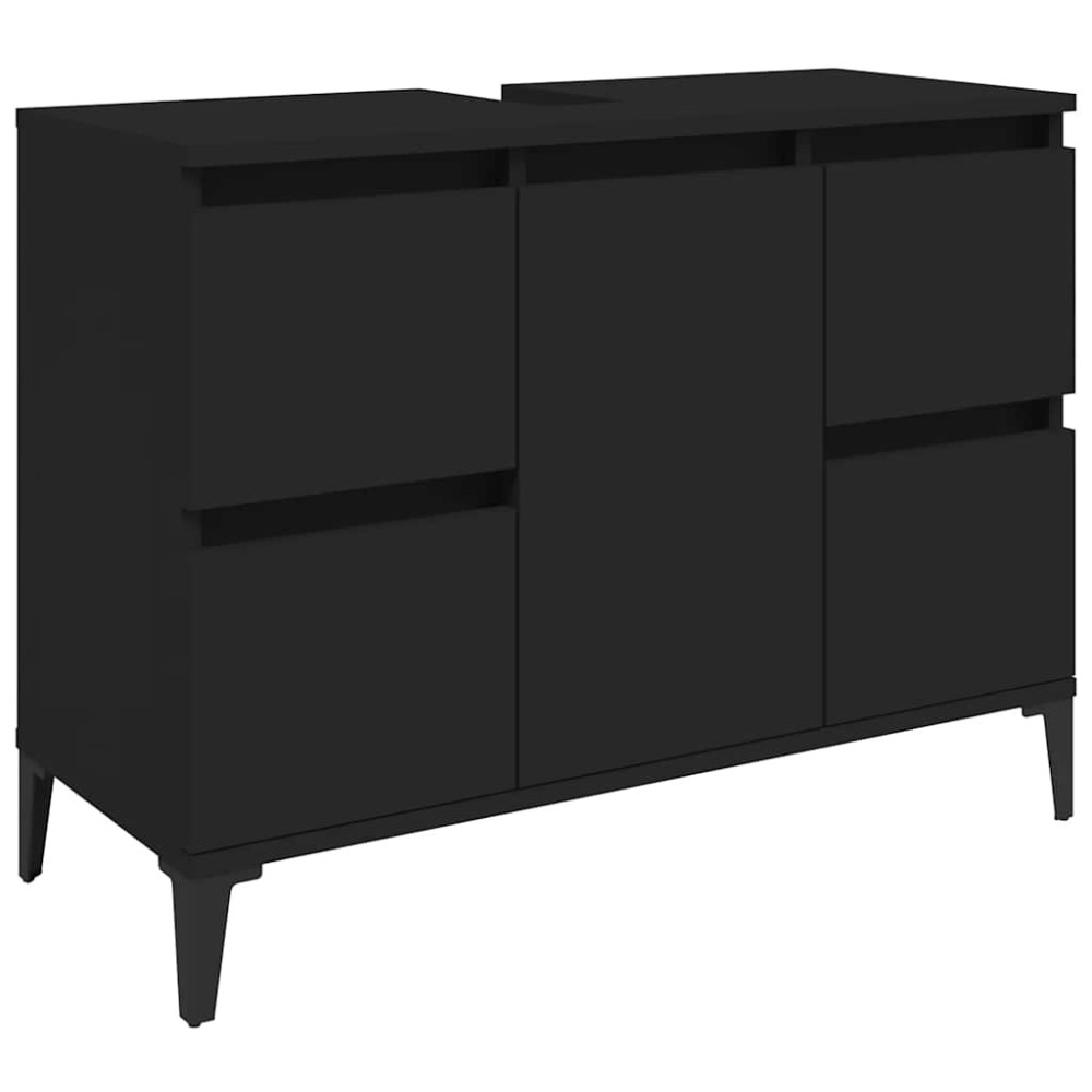 vidaXL Dulap de chiuvetă, negru, 80x33x60 cm, lemn prelucrat